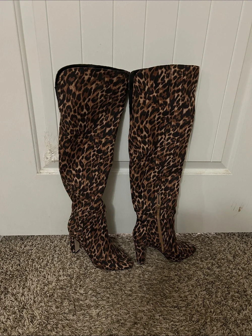 Jessica Simpson Leopard Over-The-Knee Boots - Brown & Black